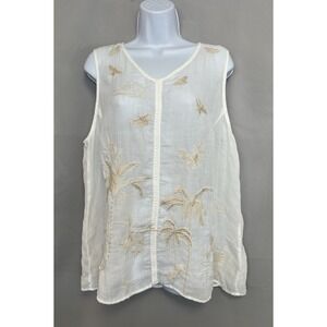 Johnny Was Butterfly Safari Embroidered Tank‎ Top Boho Chic Sz Large Lightweight